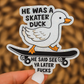 Skater Duck Glitter Sticker