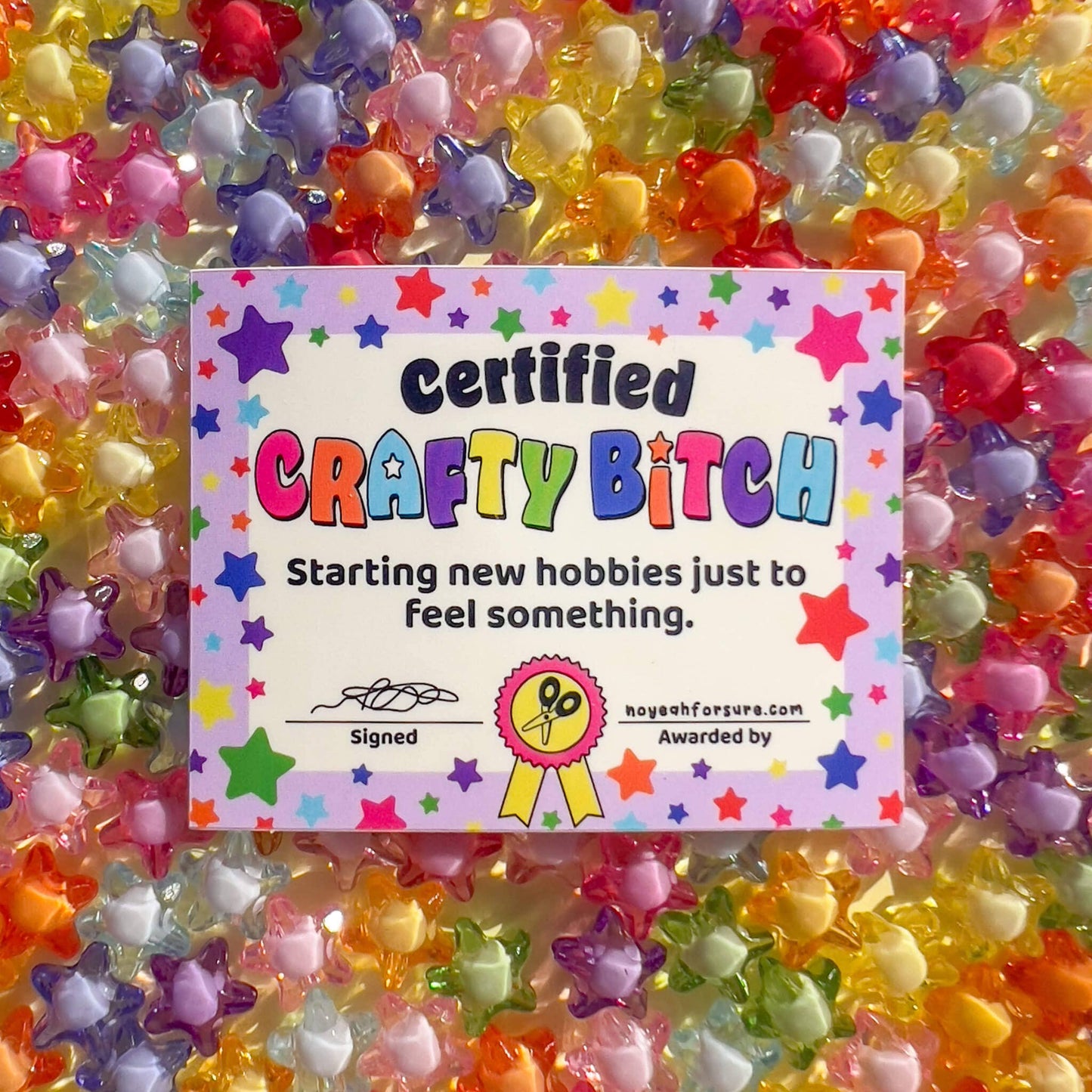 Certified Crafty Bitch Certificate Sticker