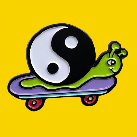 Enamel Pin - Snail Skateboard Yin Yang