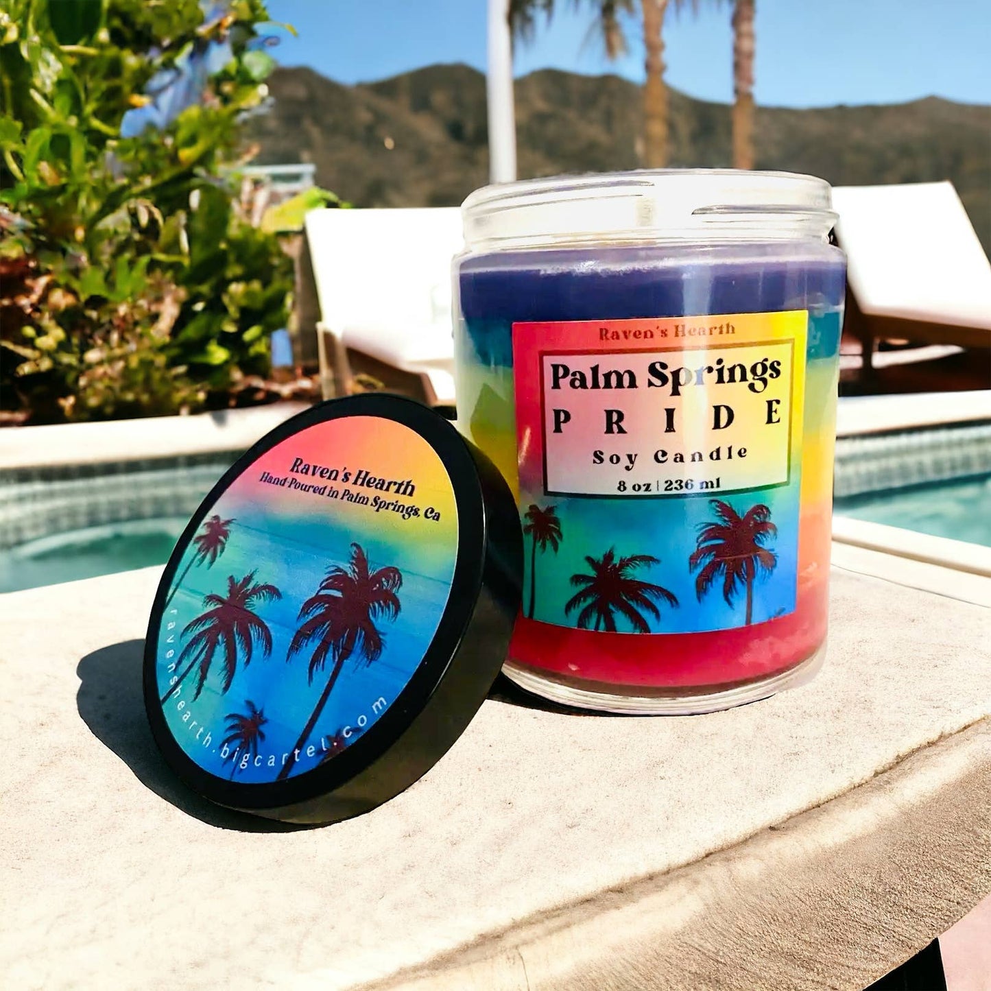 Pride Soy Candle Hand-poured rainbow Made in Palm Springs