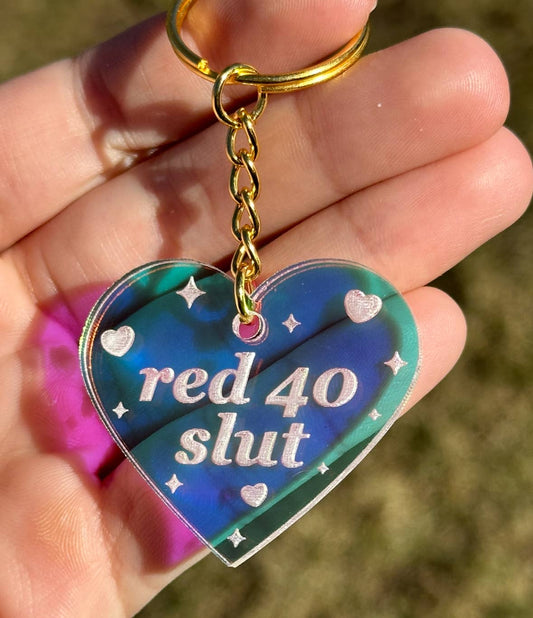 Red-40 Slut Iridescent Acrylic Keychain