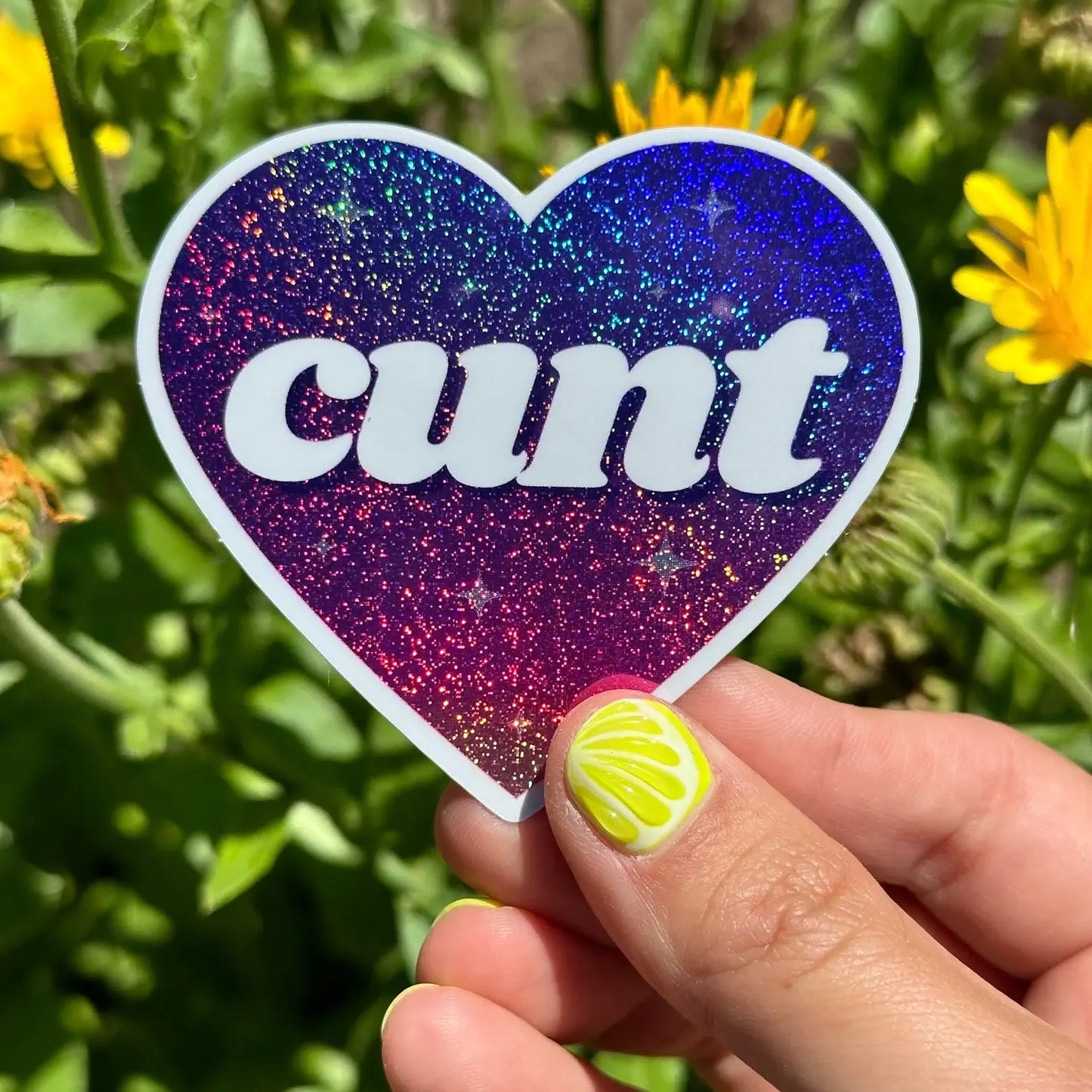 Cunt Ombre Glittery Heart Sticker