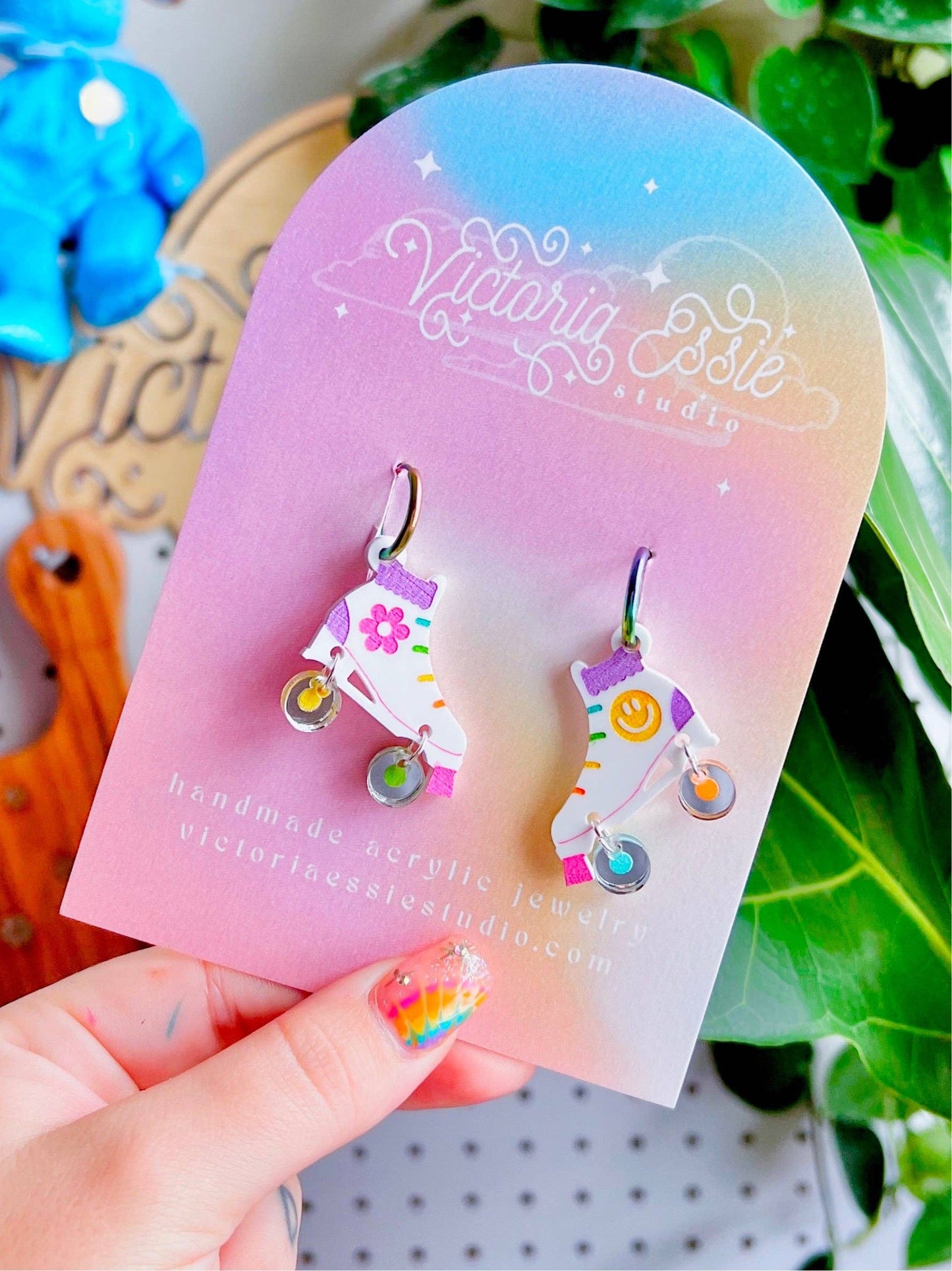 Rainbow Roller Skate Earrings