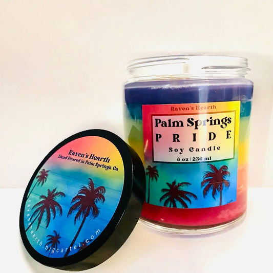 Pride Soy Candle Hand-poured rainbow Made in Palm Springs