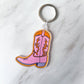 Pink Cowboy Boot Acrylic Keychain