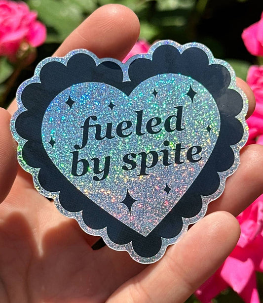 Fueled By Spite Scalloped Heart Sticker