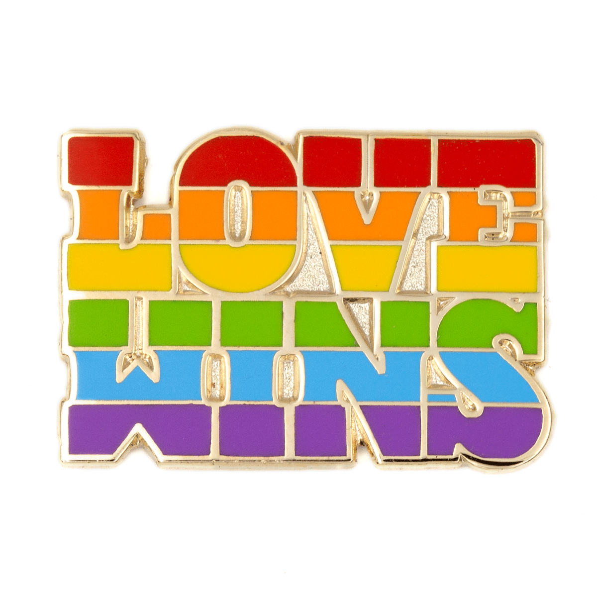 Rainbow Pride Love Wins Block Enamel Pin