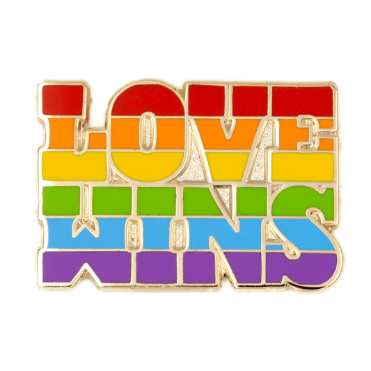 Rainbow Pride Love Wins Block Enamel Pin