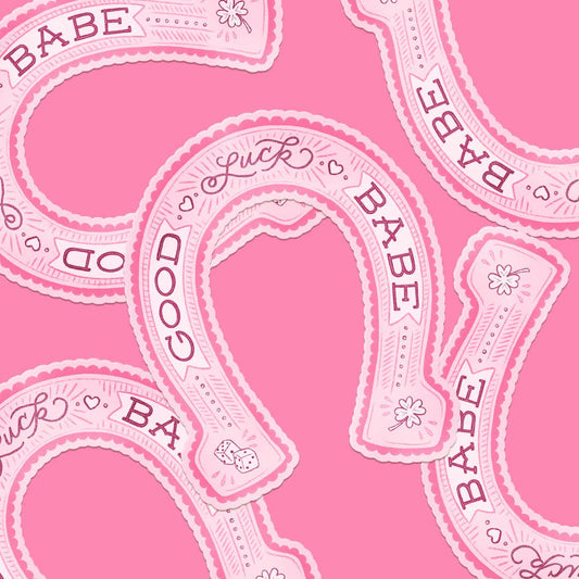 Good Luck Babe Horseshoe "Lucky" Charm Vinyl Sticker