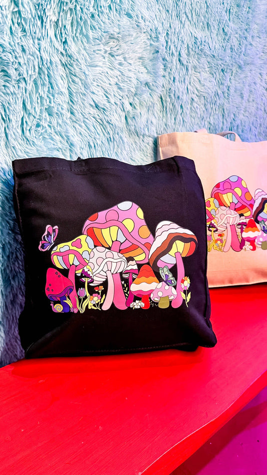 Mushroom LGBTQ+ Pride Garden Canvas Tote Bag