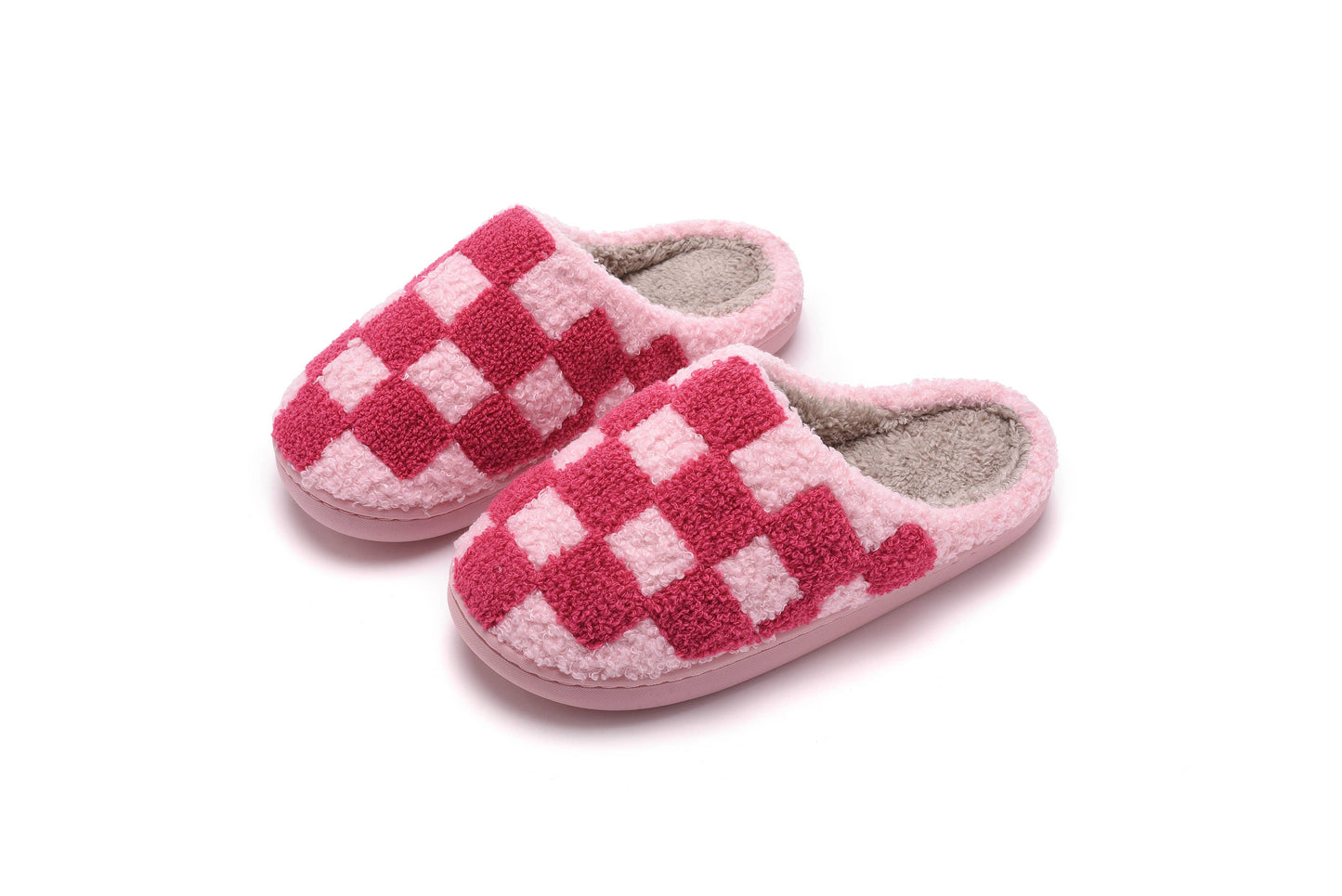 Checker  Illustrated Soft Fluffy Comfy Warm House Slipper