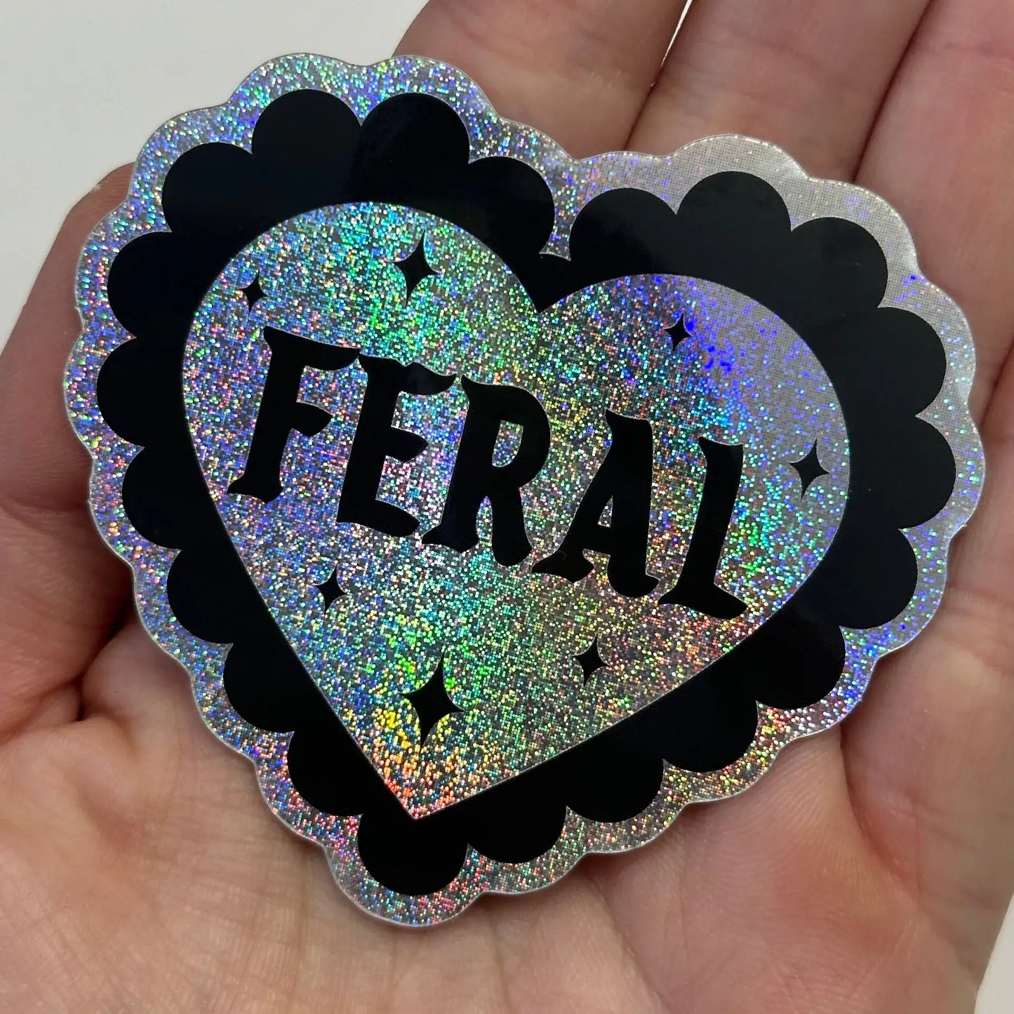 Feral Glittery Scalloped Heart Sticker