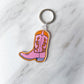 Pink Cowboy Boot Acrylic Keychain