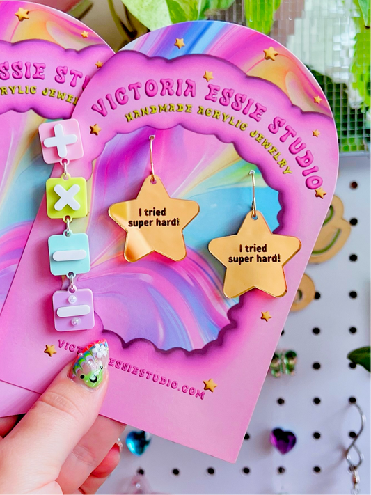 I tried super hard! Gold Star Earrings