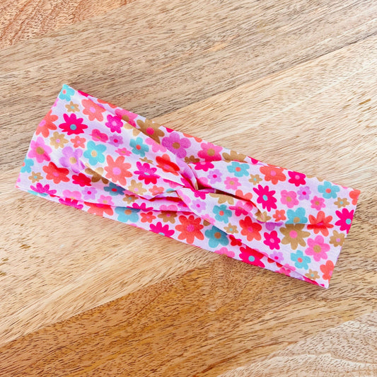 Stretchy Tie Headband - Retro Florals
