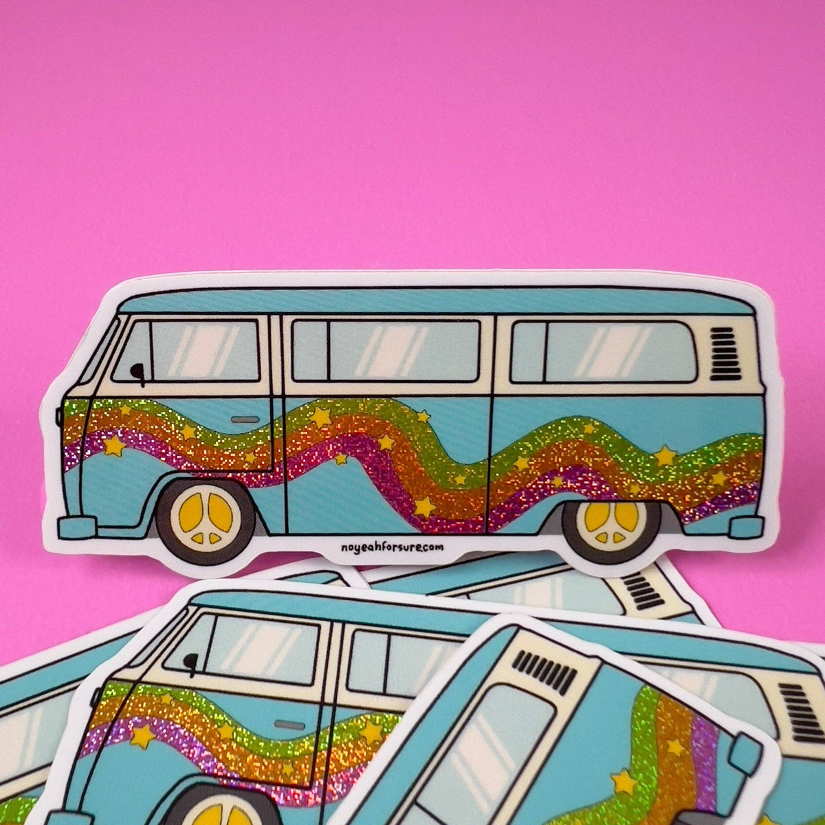 Trippy Hippie Bus Glitter Sticker