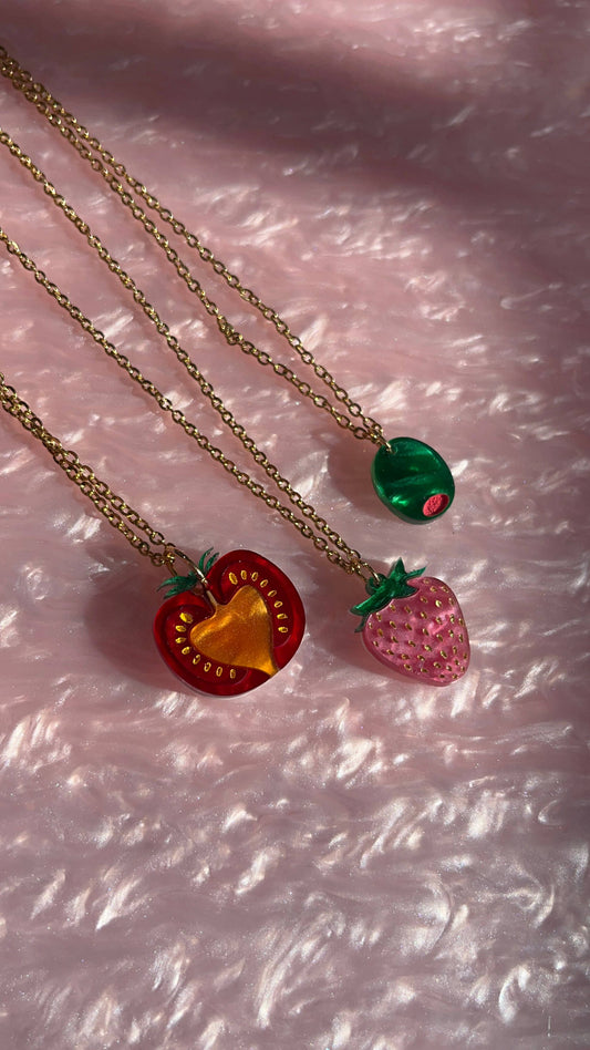 Strawberry Necklace Fruit Jewelry Necklace 