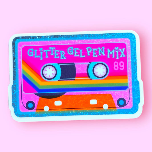 Glitter Gel Pen Songs Mix Cassette Tape Sticker
