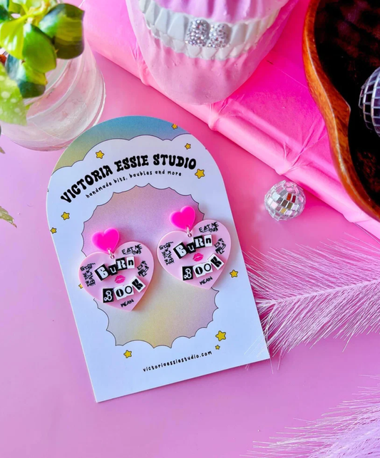 Burn Book Heart Earrings