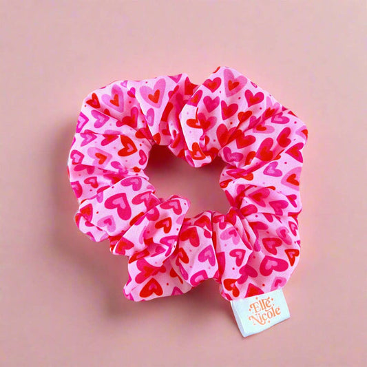 Scrunchie - Pink Hearts - Valentine's Day
