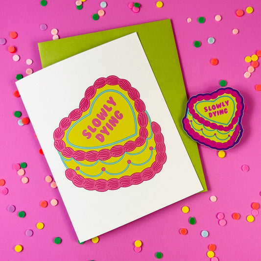 Slowly Dying Vintage Heart Cake Sticker | Funny Sticker