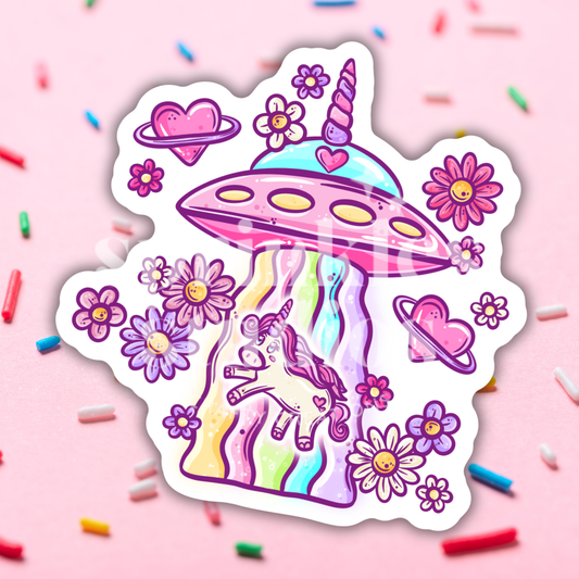Unicorn UFO Vinyl Sticker