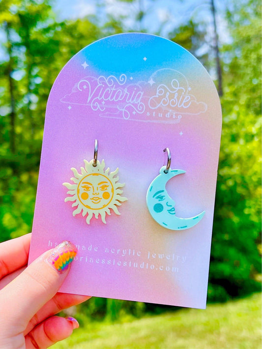 Pastel Day&Night Sun&Moon Earrings