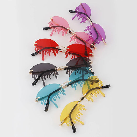 Retro Dripping Paint Oval Sunglasses