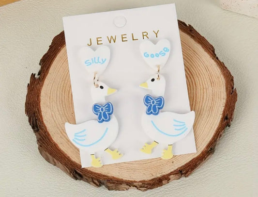 Silly Goose Heart Earrings