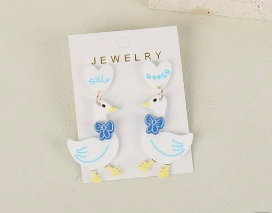 Silly Goose Heart Earrings