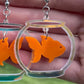 Holographic Orange Fish Earrings