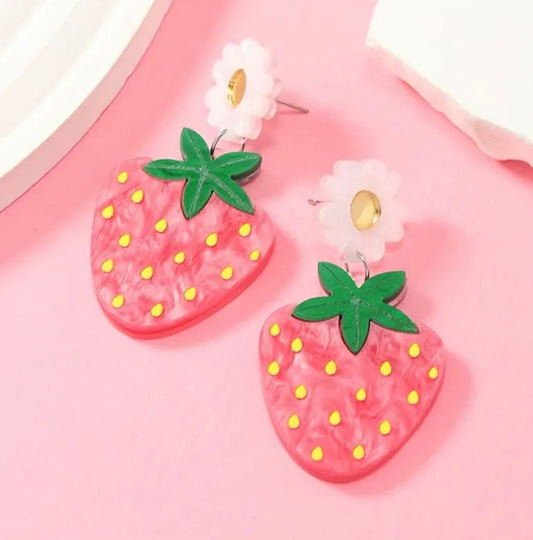 Strawberry Flower Dangle Earrings