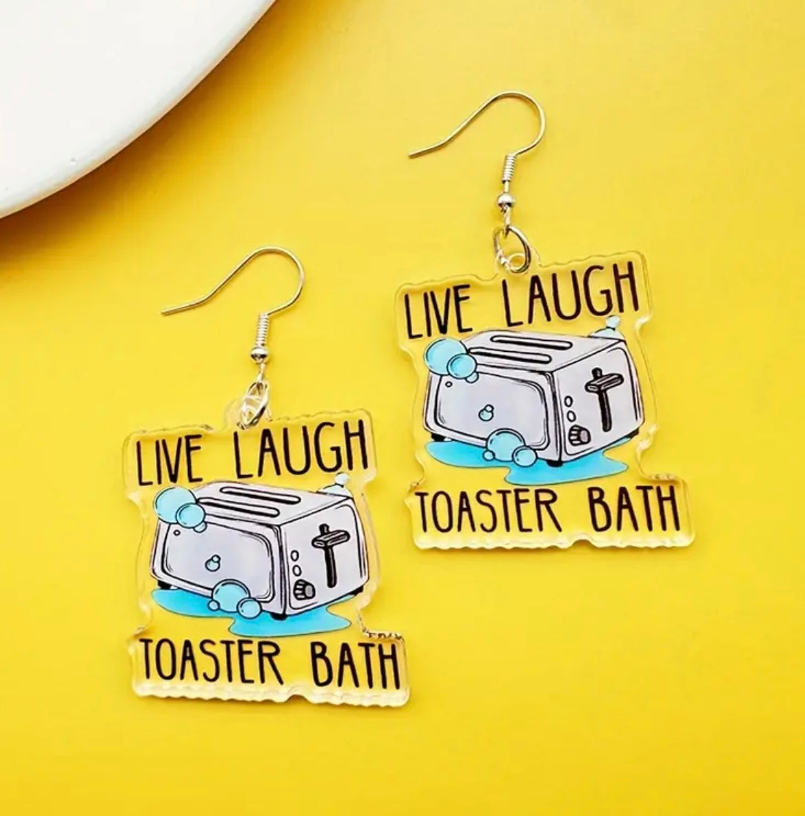 Live Laugh Toaster Bath Earrings