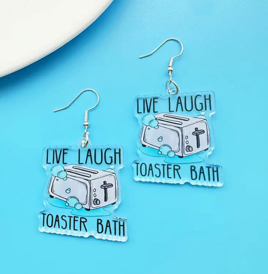 Live Laugh Toaster Bath Earrings