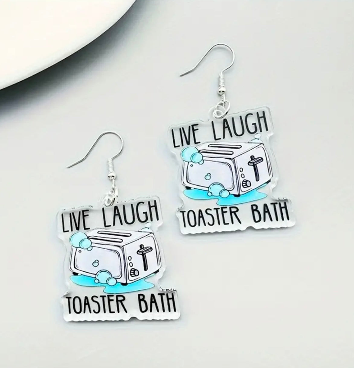 Live Laugh Toaster Bath Earrings