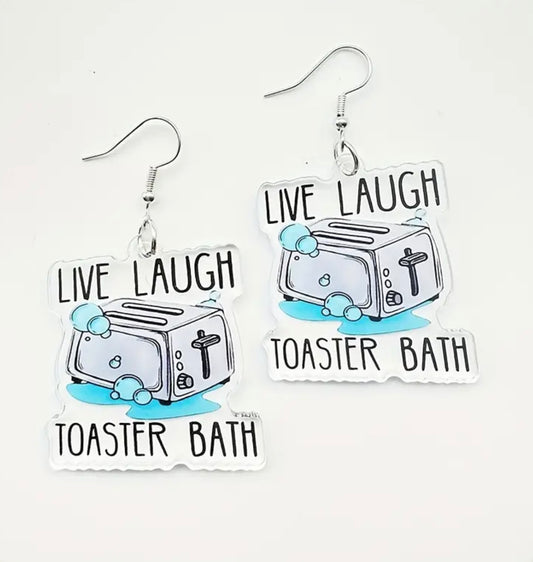 Live Laugh Toaster Bath Earrings