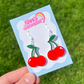 Glitter Cherry Earrings - Handmade