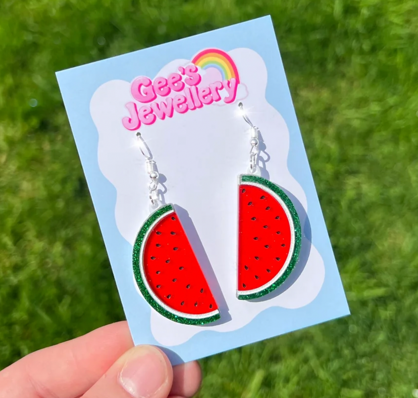 Glitter Watermelon Earrings - Handmade