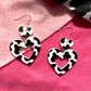 Cow Print Heart Earrings - Handmade