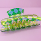 Round Iridescent Checkered Hair Claw Clip