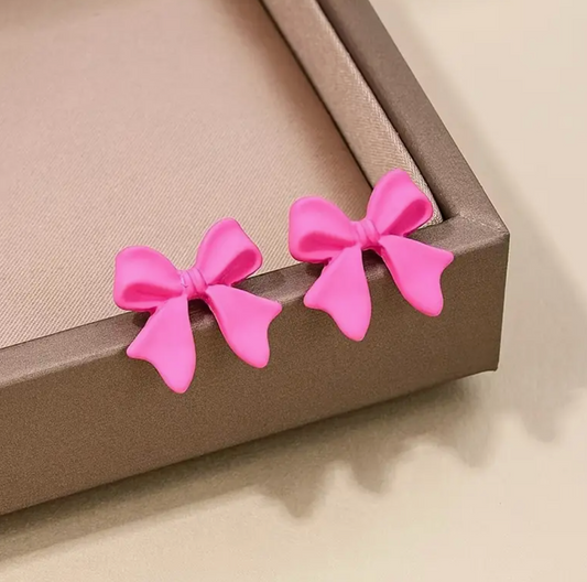 Pink Bow Stud Earrings