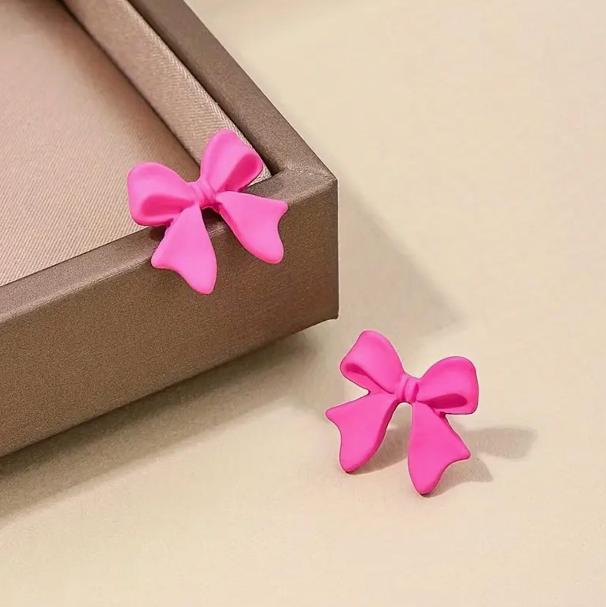 Pink Bow Stud Earrings