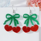 Glitter Cherry Bow Earrings