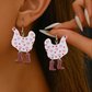 Heart Chicken With Booties Earrings