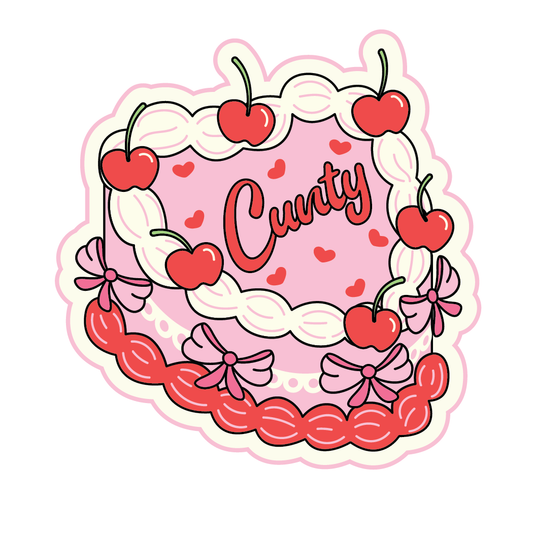 Cunty Heart Sticker (cake heart, funny stickers)