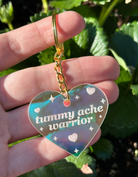 Tummy Ache Warrior Iridescent Acrylic Keychain