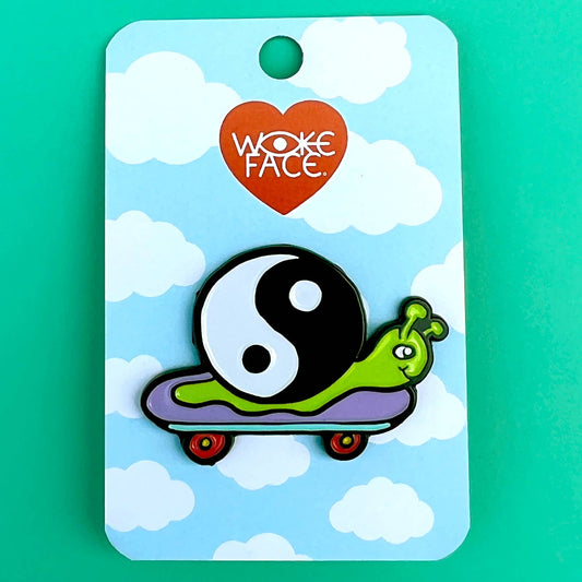 Enamel Pin - Snail Skateboard Yin Yang