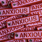 Anxious Embroidered Keychain - Orange & Pink