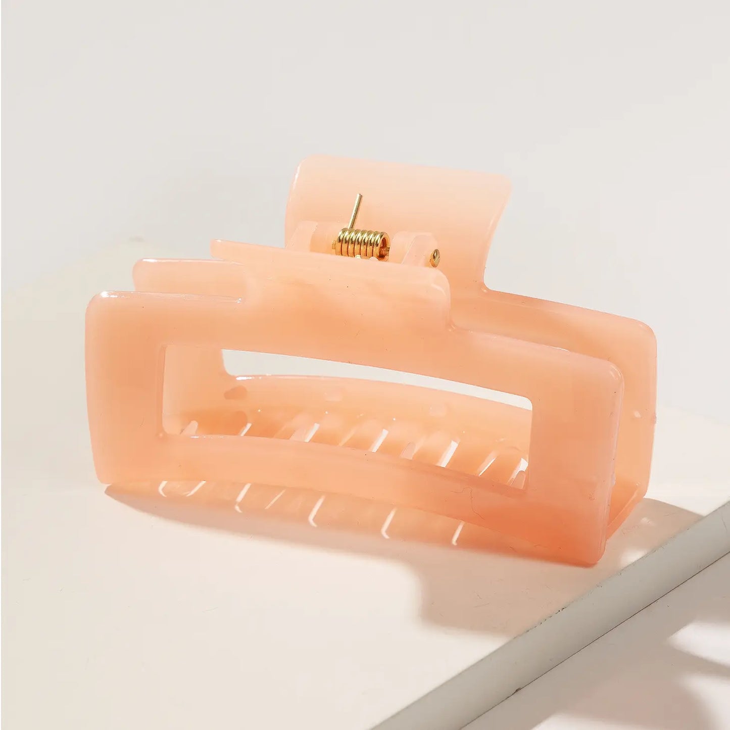 Peach Resin Rectangular Hair Claw