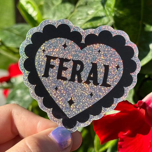 Feral Glittery Scalloped Heart Sticker